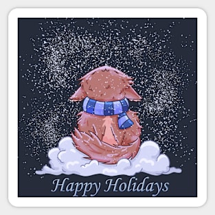 Happy Holidays Snow Cat Sticker